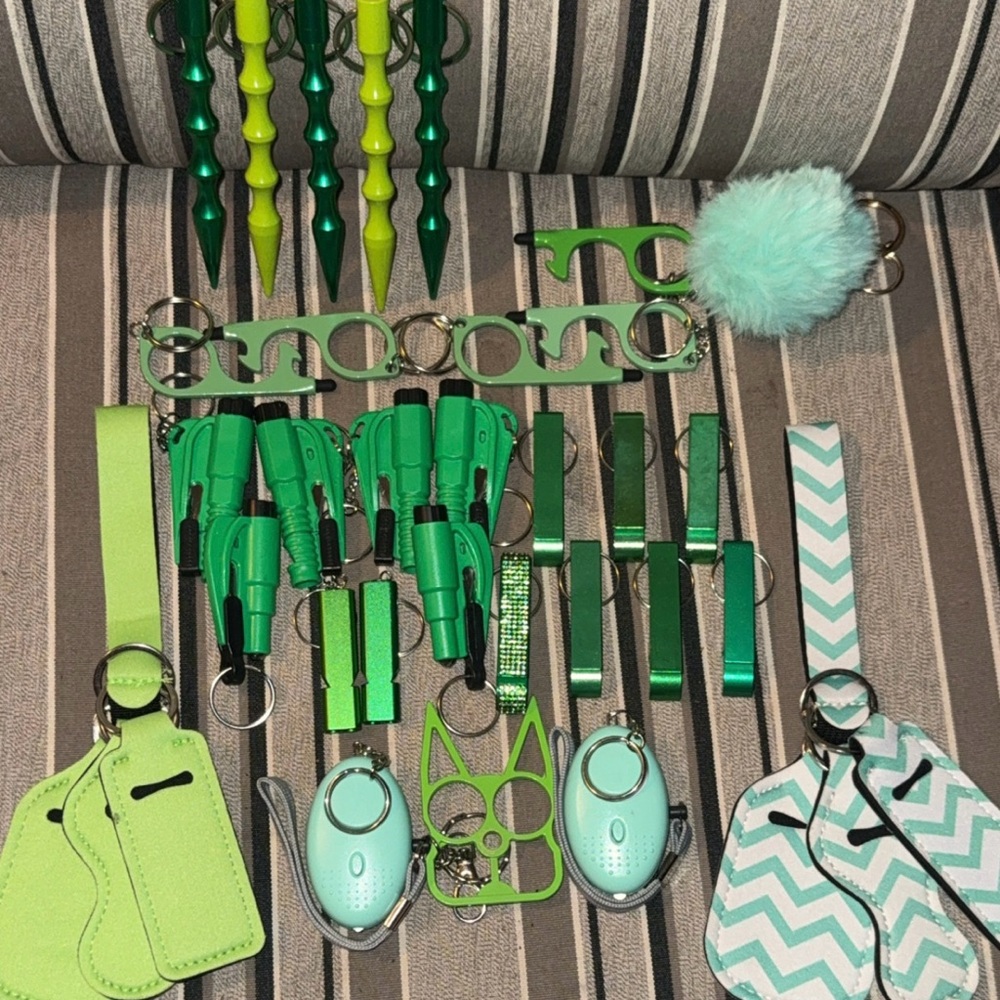 Kids Green and Blue Safety Keychain Set